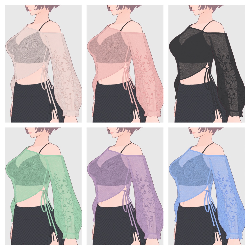 【#VRoid】アシンメトリーシアートップス【#vroidcustomitem】