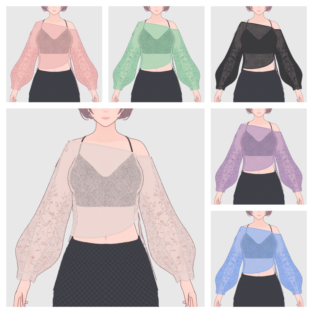 【#VRoid】アシンメトリーシアートップス【#vroidcustomitem】