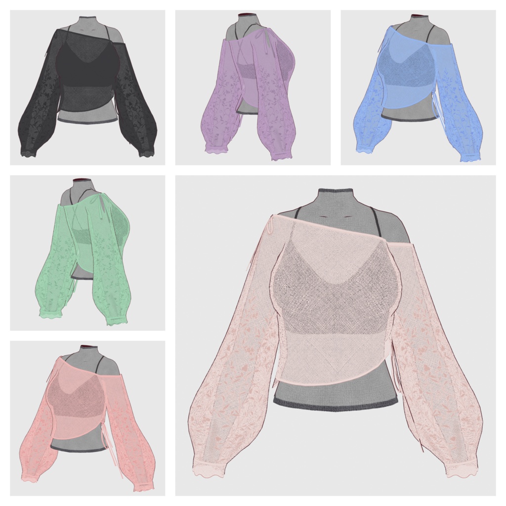 【#VRoid】アシンメトリーシアートップス【#vroidcustomitem】