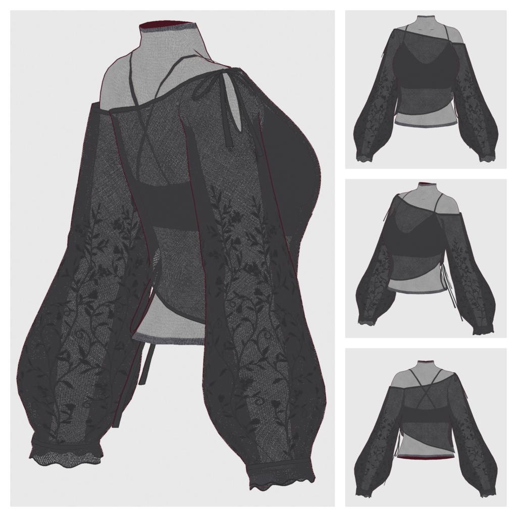 【#VRoid】アシンメトリーシアートップス【#vroidcustomitem】