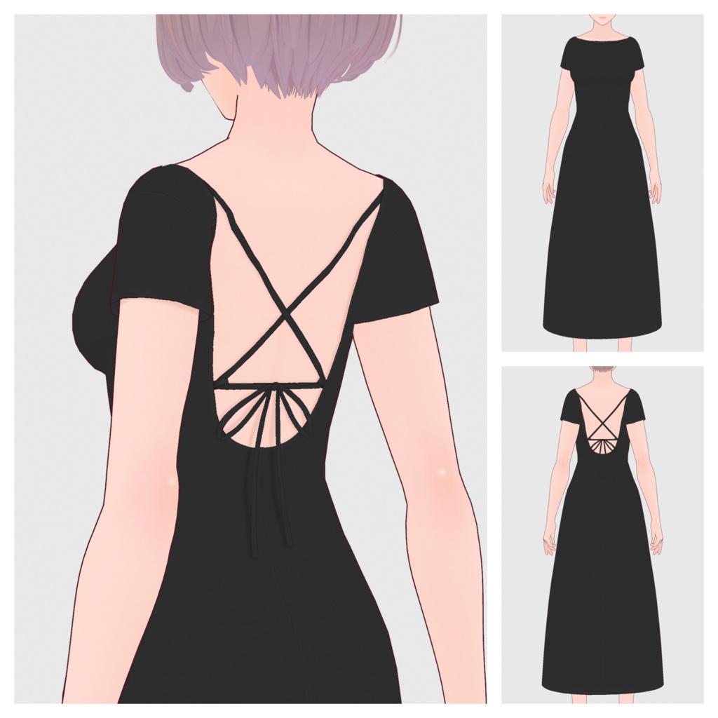 【#VRoid】オープンバックワンピース【#vroidcustomitem】