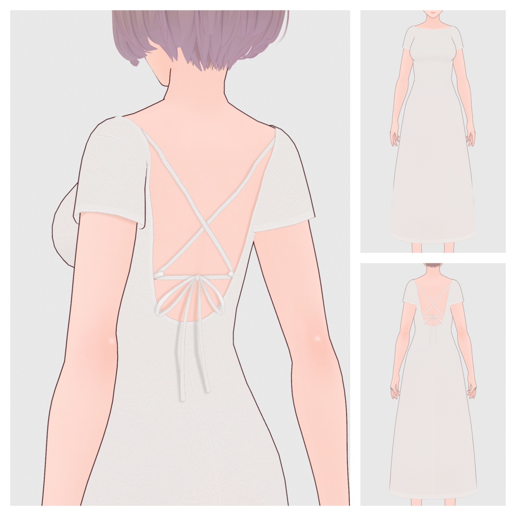 【#VRoid】オープンバックワンピース【#vroidcustomitem】