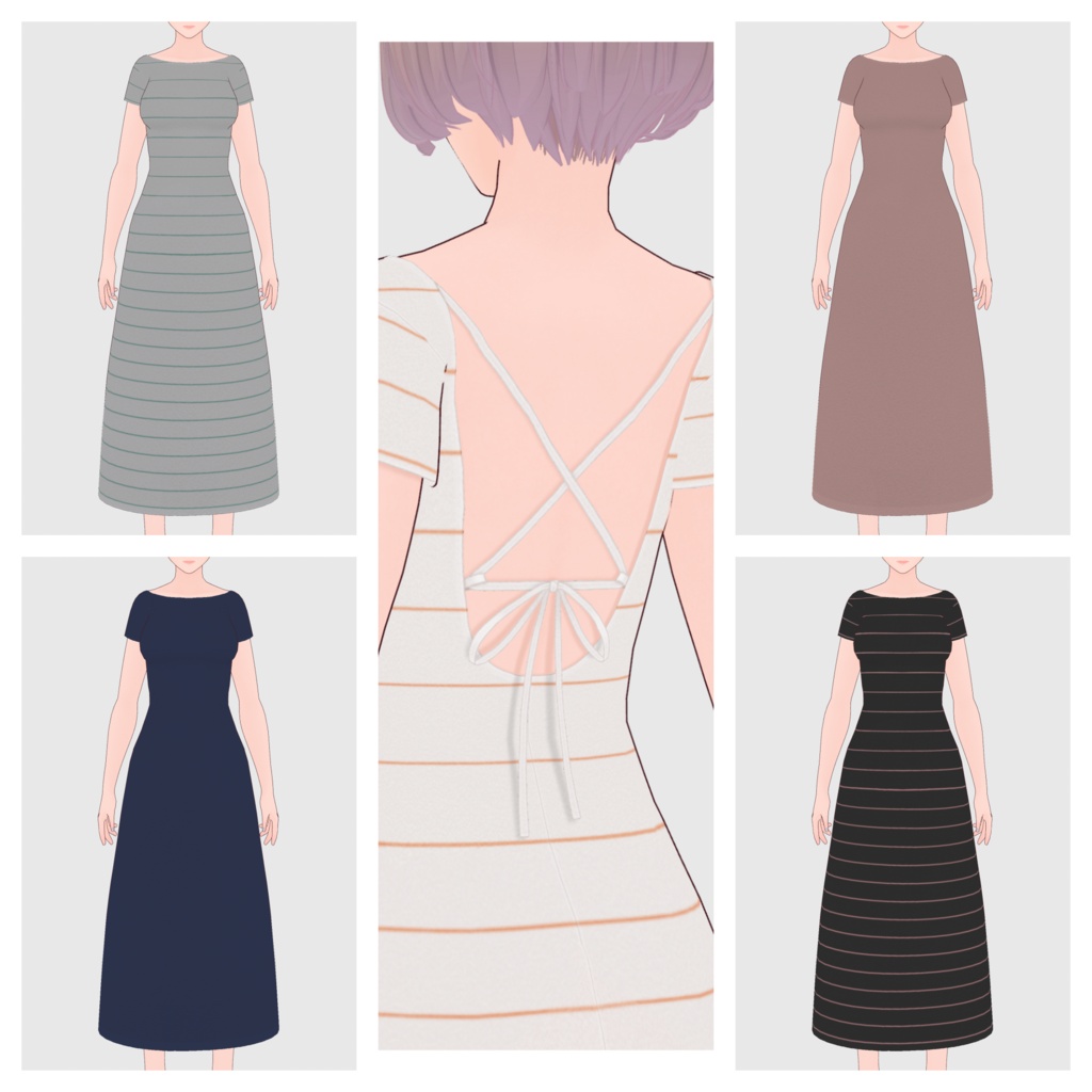 【#VRoid】オープンバックワンピース【#vroidcustomitem】