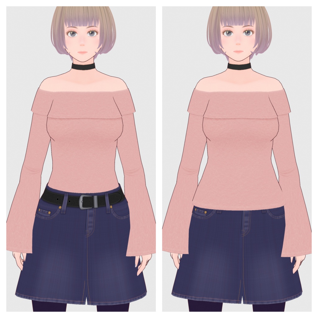 【#VRoid】オフショルフリーストップス【#vroidcustomitem】