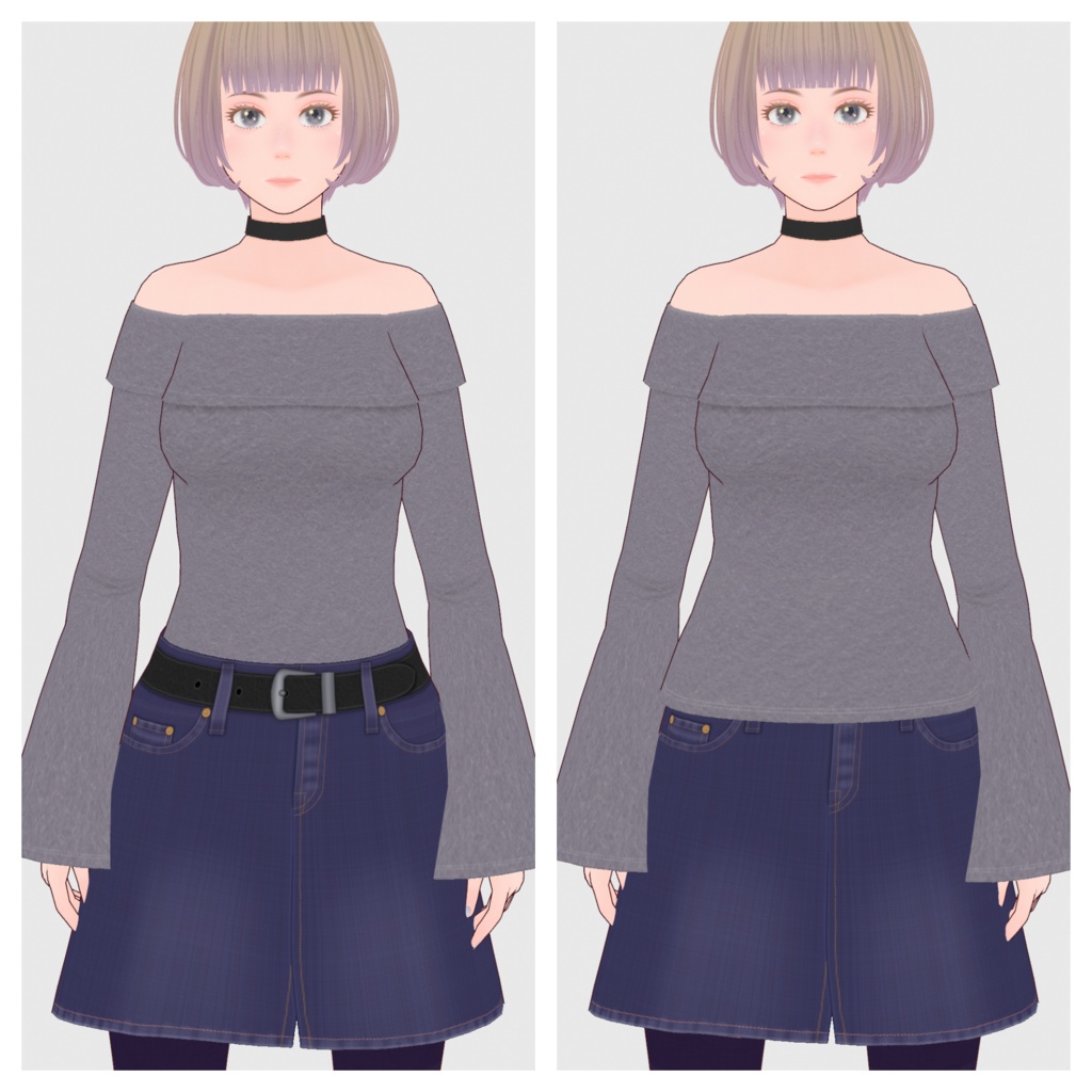 【#VRoid】オフショルフリーストップス【#vroidcustomitem】