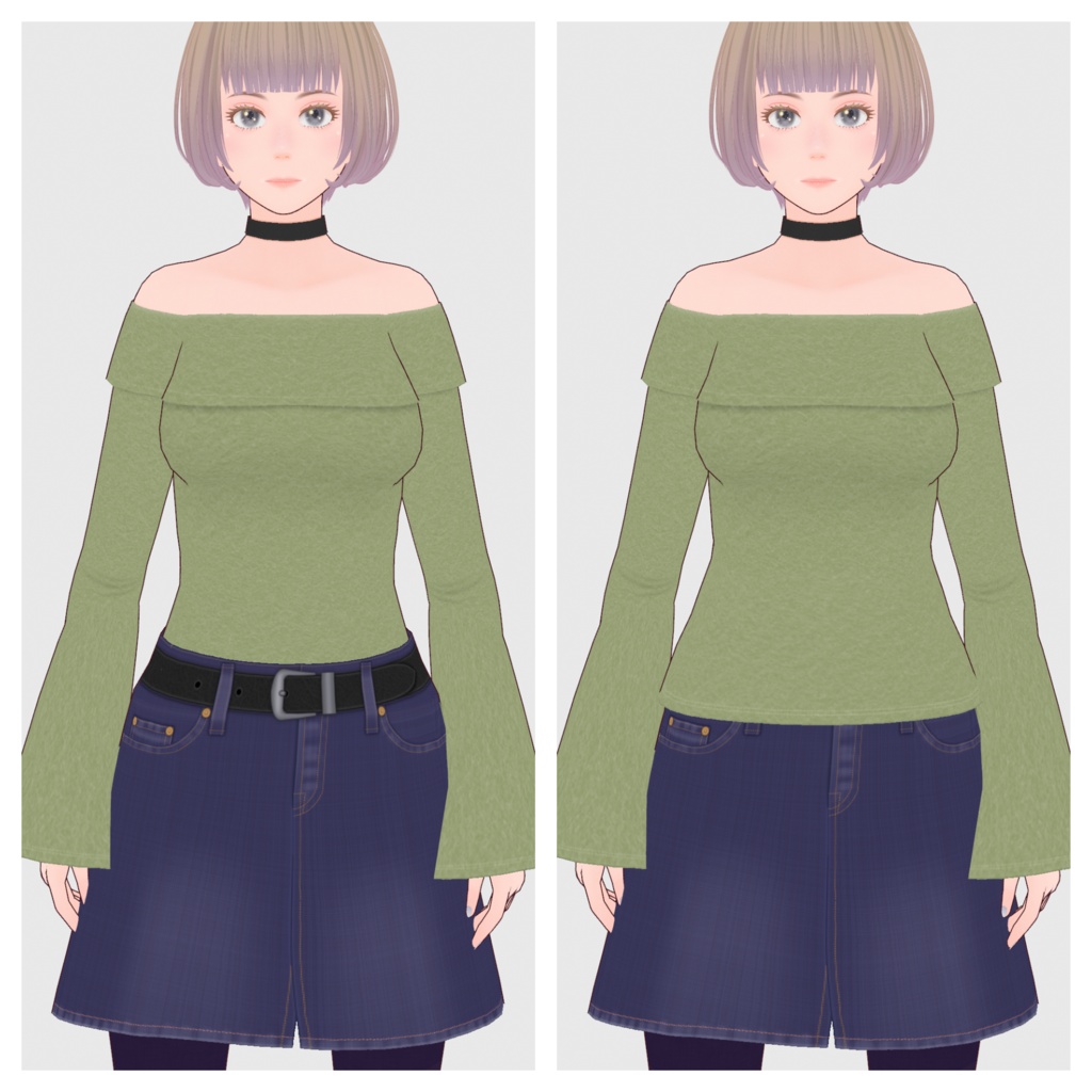 【#VRoid】オフショルフリーストップス【#vroidcustomitem】