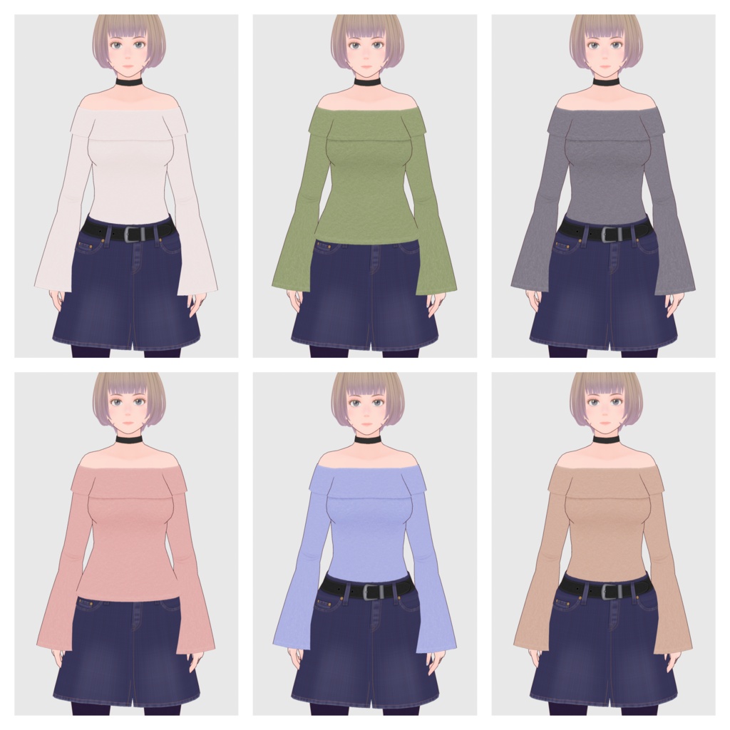 【#VRoid】オフショルフリーストップス【#vroidcustomitem】