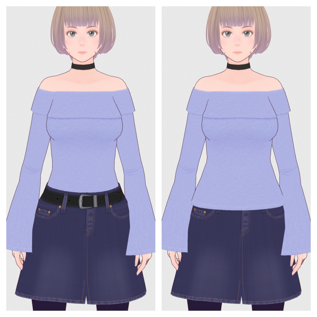 【#VRoid】オフショルフリーストップス【#vroidcustomitem】
