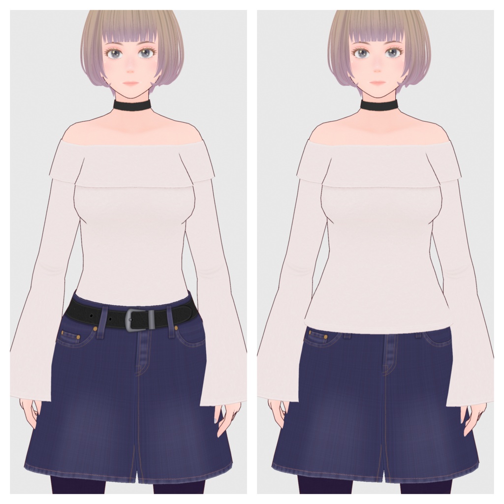 【#VRoid】オフショルフリーストップス【#vroidcustomitem】