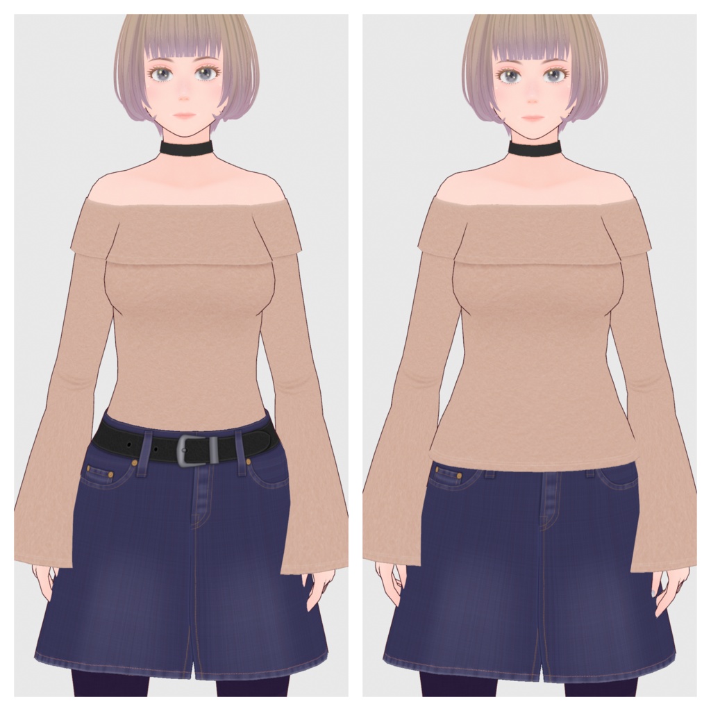 【#VRoid】オフショルフリーストップス【#vroidcustomitem】