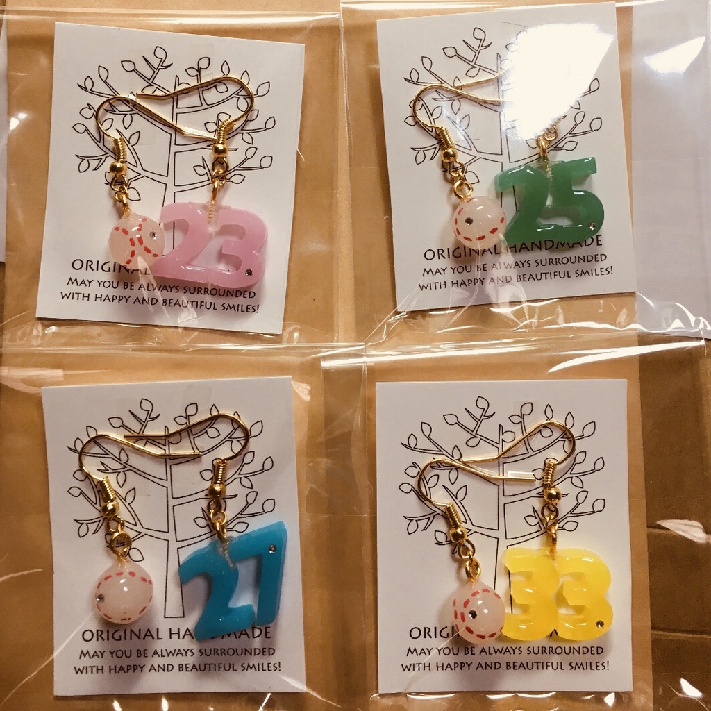 【オーダー】背番号とボールピアス、イヤリング