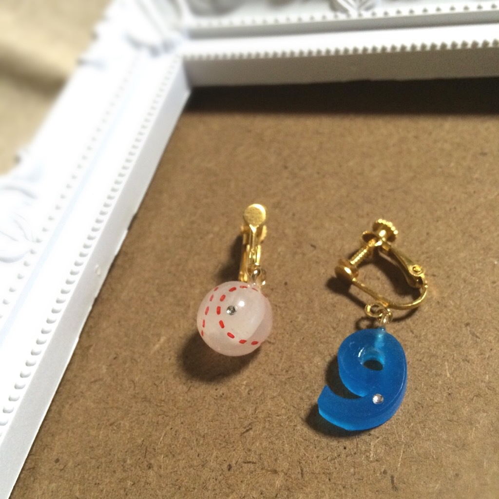 【オーダー】背番号とボールピアス、イヤリング