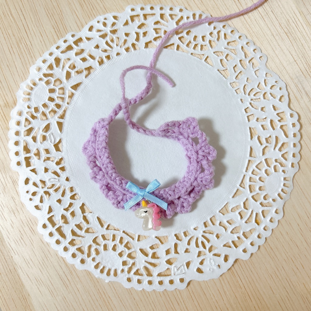 ユニコーン付きくしゅ編みスタイ🤍