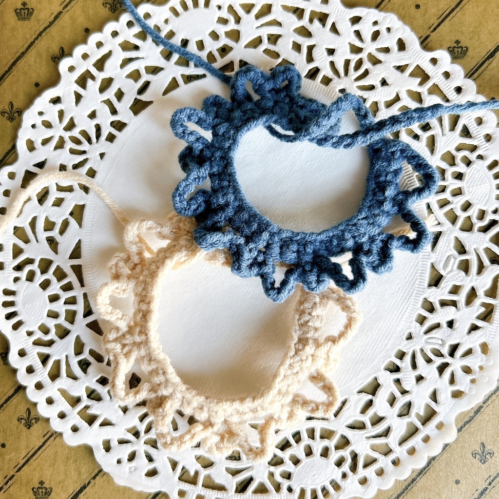 くしゅ編みスタイ ぽこぽこver