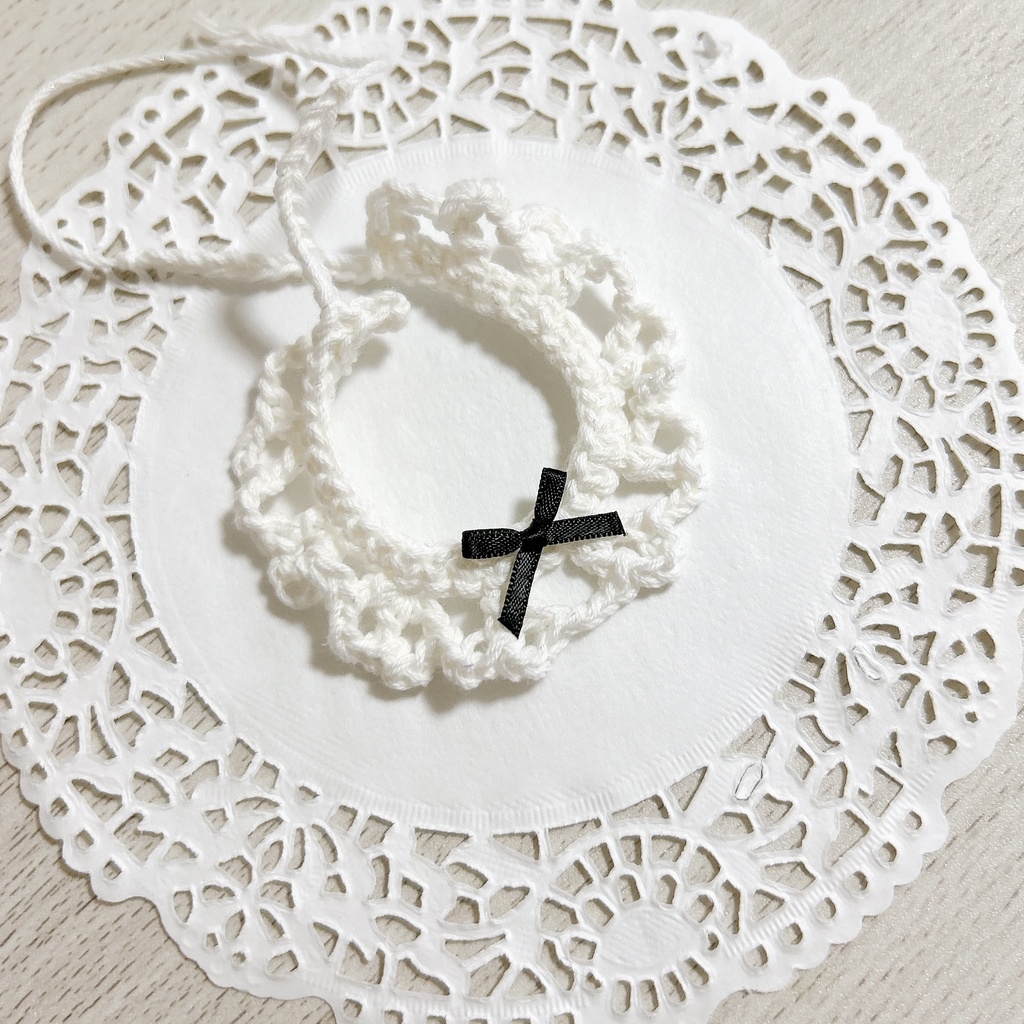 くしゅ編みスタイ♡ホワイト♡