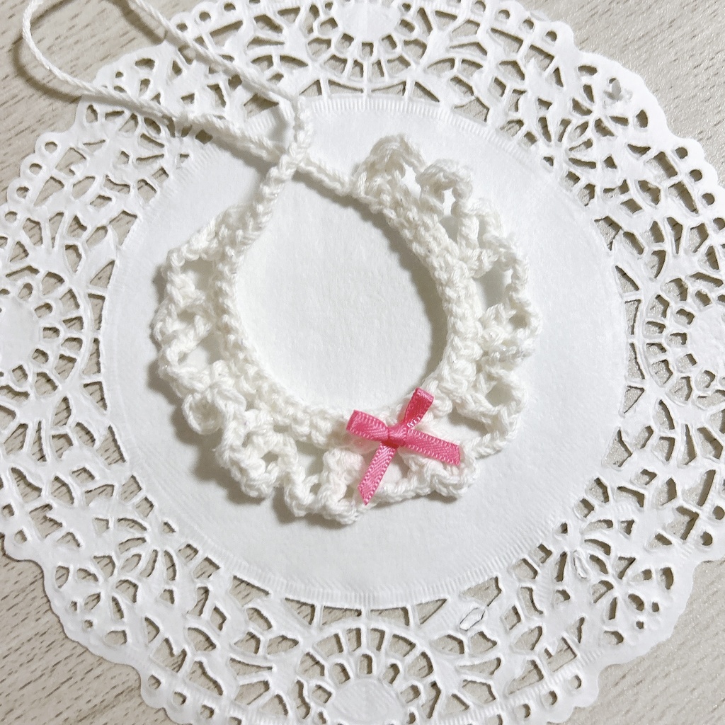 くしゅ編みスタイ♡ホワイト♡