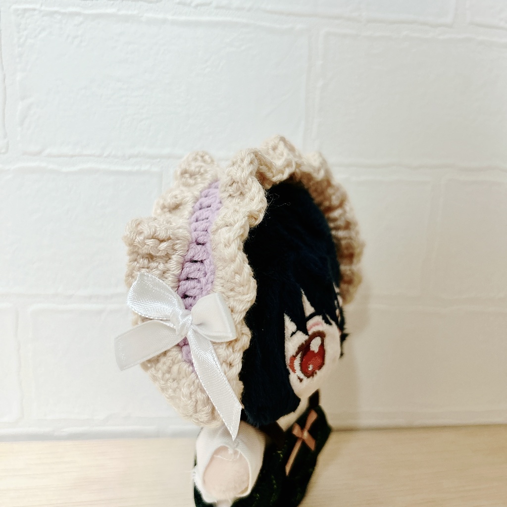 リボン×フリル編みヘッドドレス