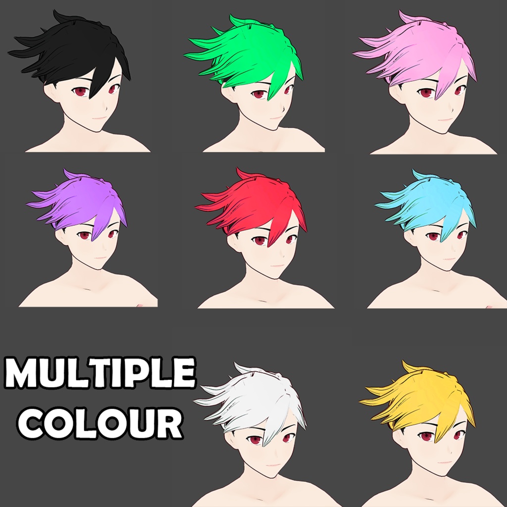 (vroid) hair anime preset ( multiple colour )