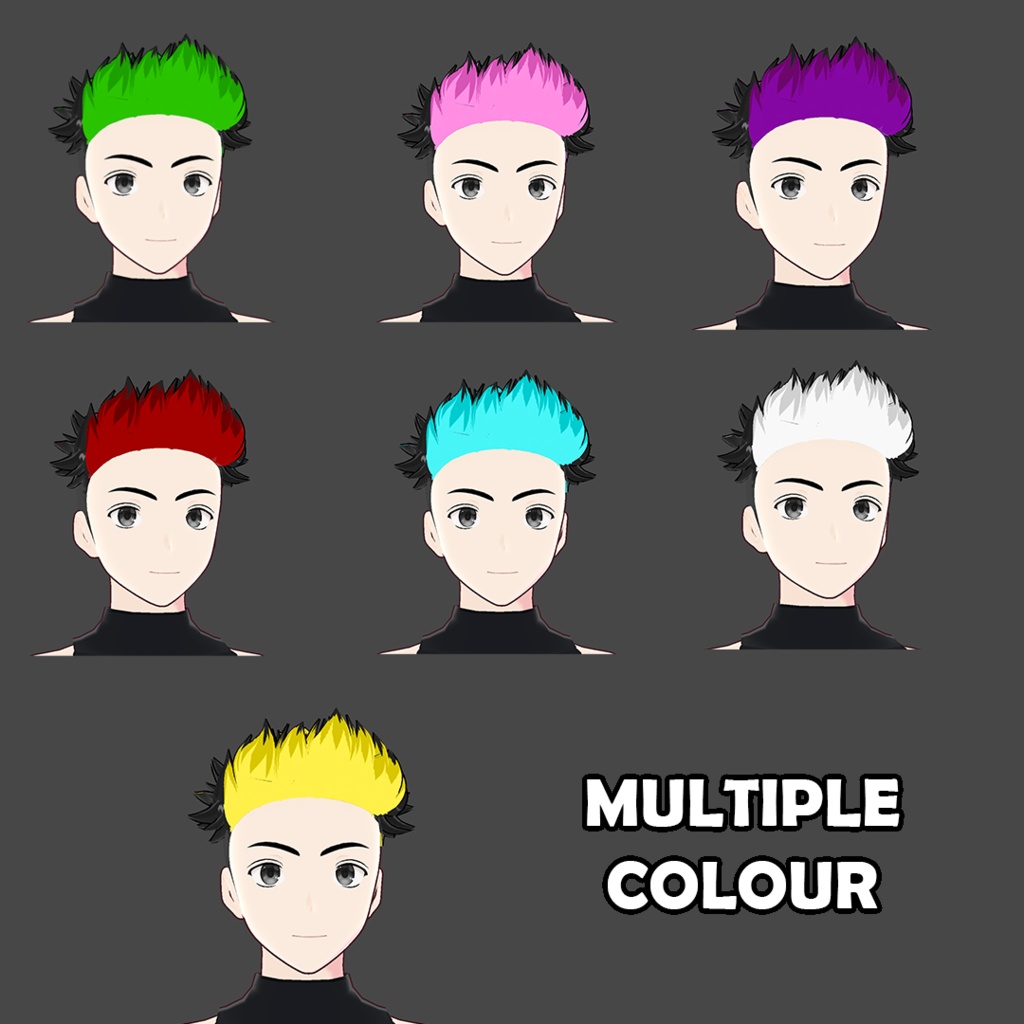 (vroid) hair spiked preset ( multiple colour )