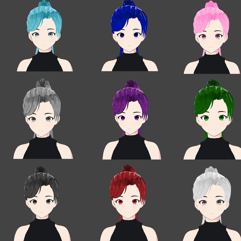 (vroid) ponytail hair preset ( multiple colour )