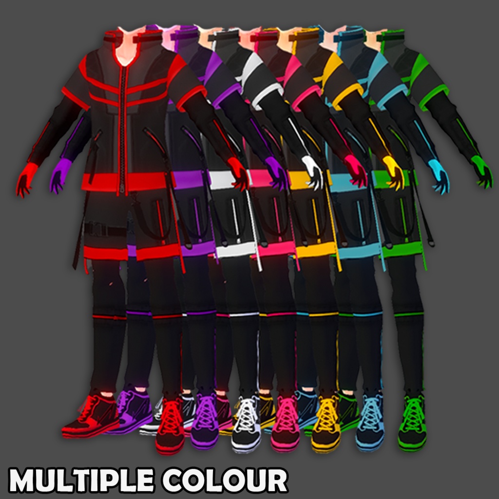 (VROID) Male Cyberpunk Outfit #1 (Multiple colour) Techwear