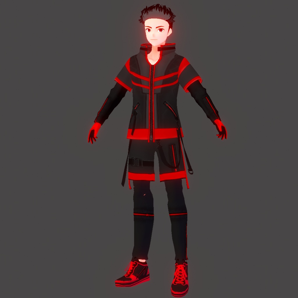 (VROID) Male Cyberpunk Outfit #1 (Multiple colour) Techwear