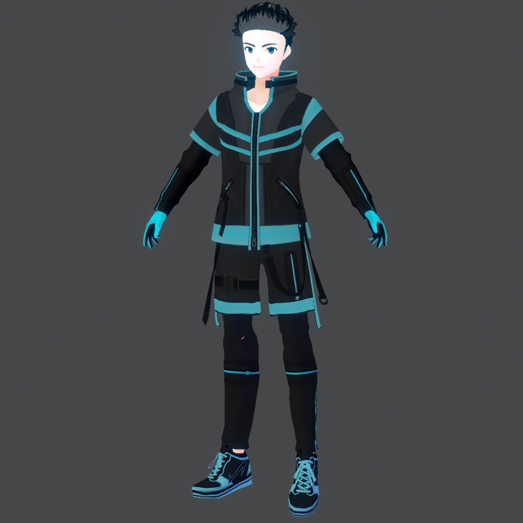 (VROID) Male Cyberpunk Outfit #1 (Multiple colour) Techwear