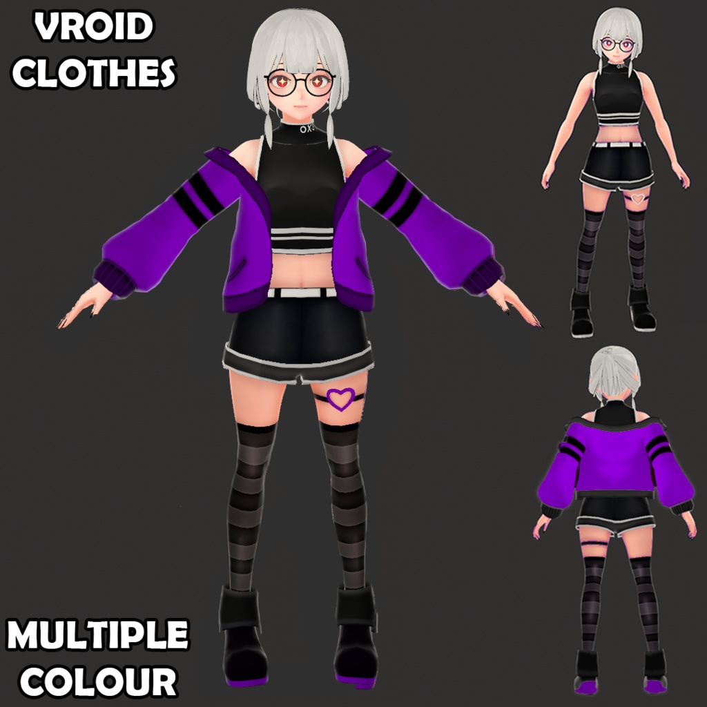 (VROID) Female Anime Outfit #1 (multiple colour) 