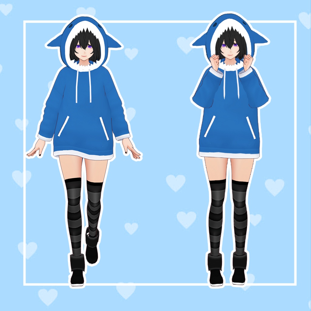 (VROID) Shark Hoodie (optional shark tail)