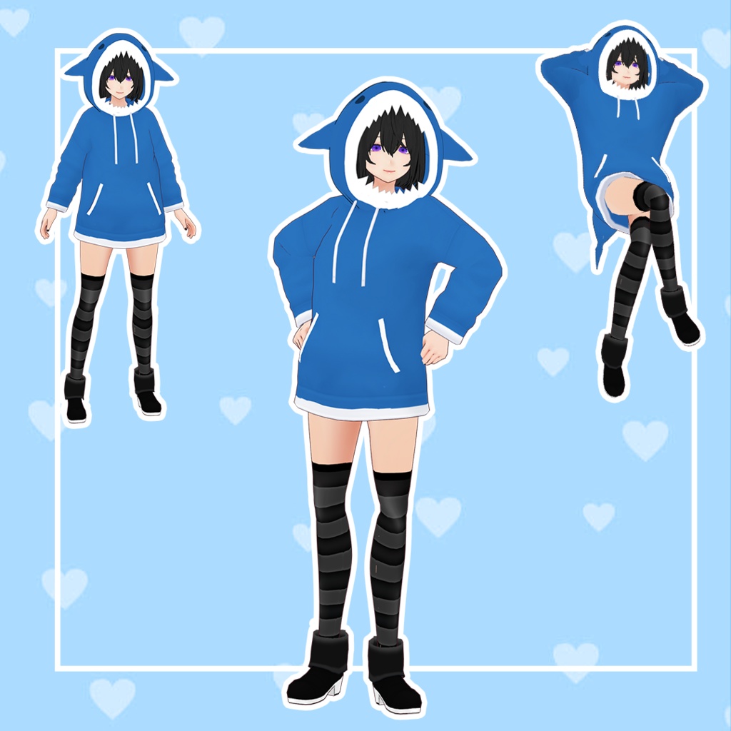 VROID) Shark Hoodie (optional shark tail) - jonathan-yuri - BOOTH