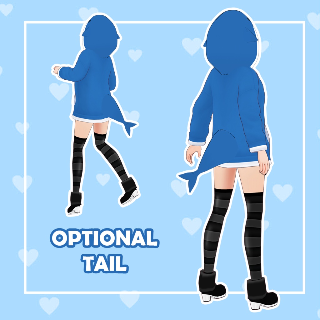 (VROID) Shark Hoodie (optional shark tail)