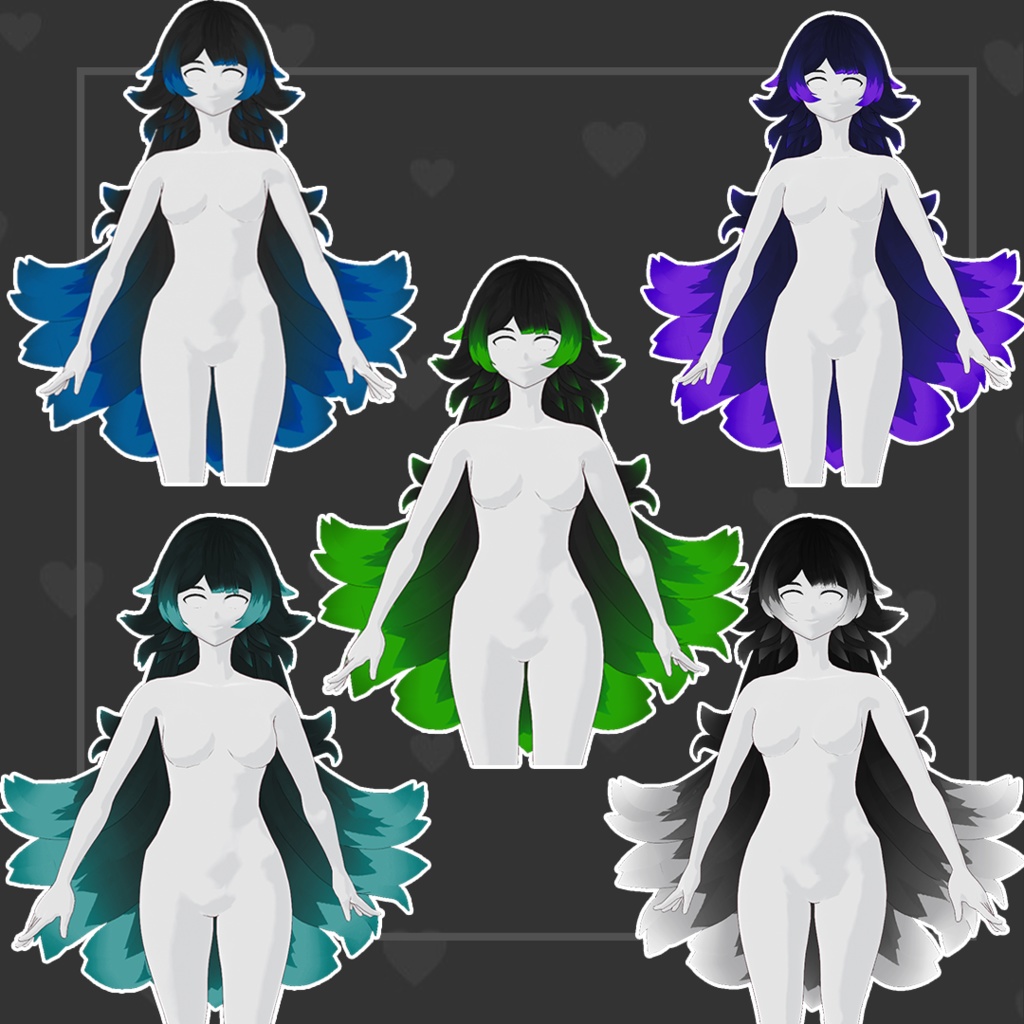 (vroid) hair female preset #5 (multiple colour)