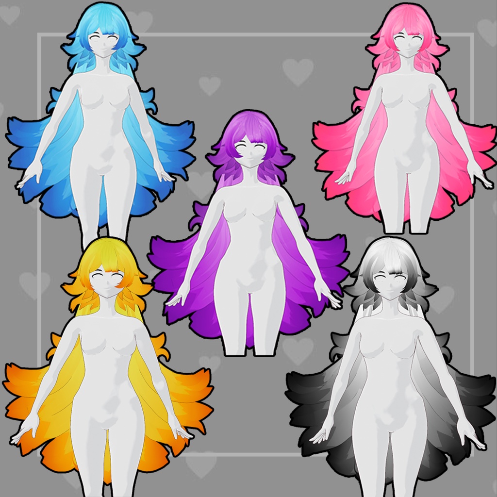 (vroid) hair female preset #5 (multiple colour)