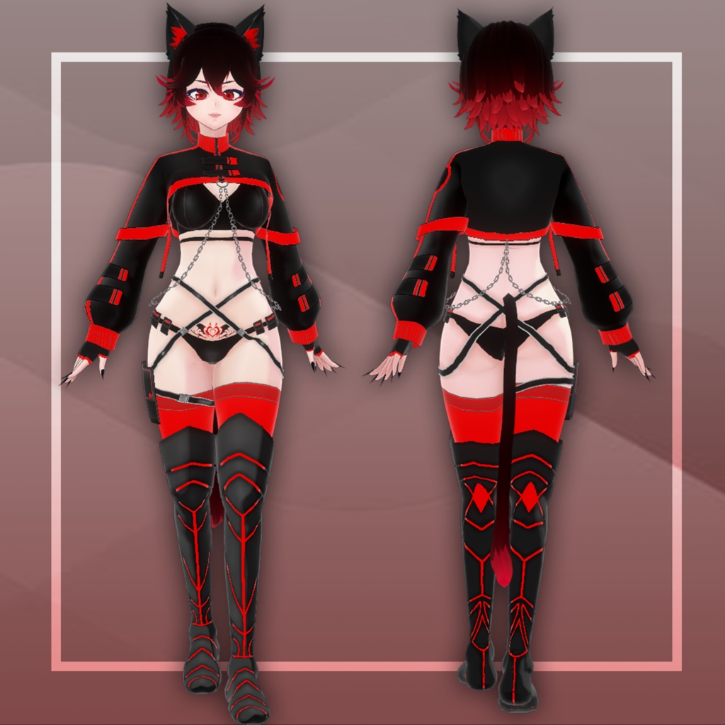 (vroid) Female cyberpunk outfits (multiple colour) free tail