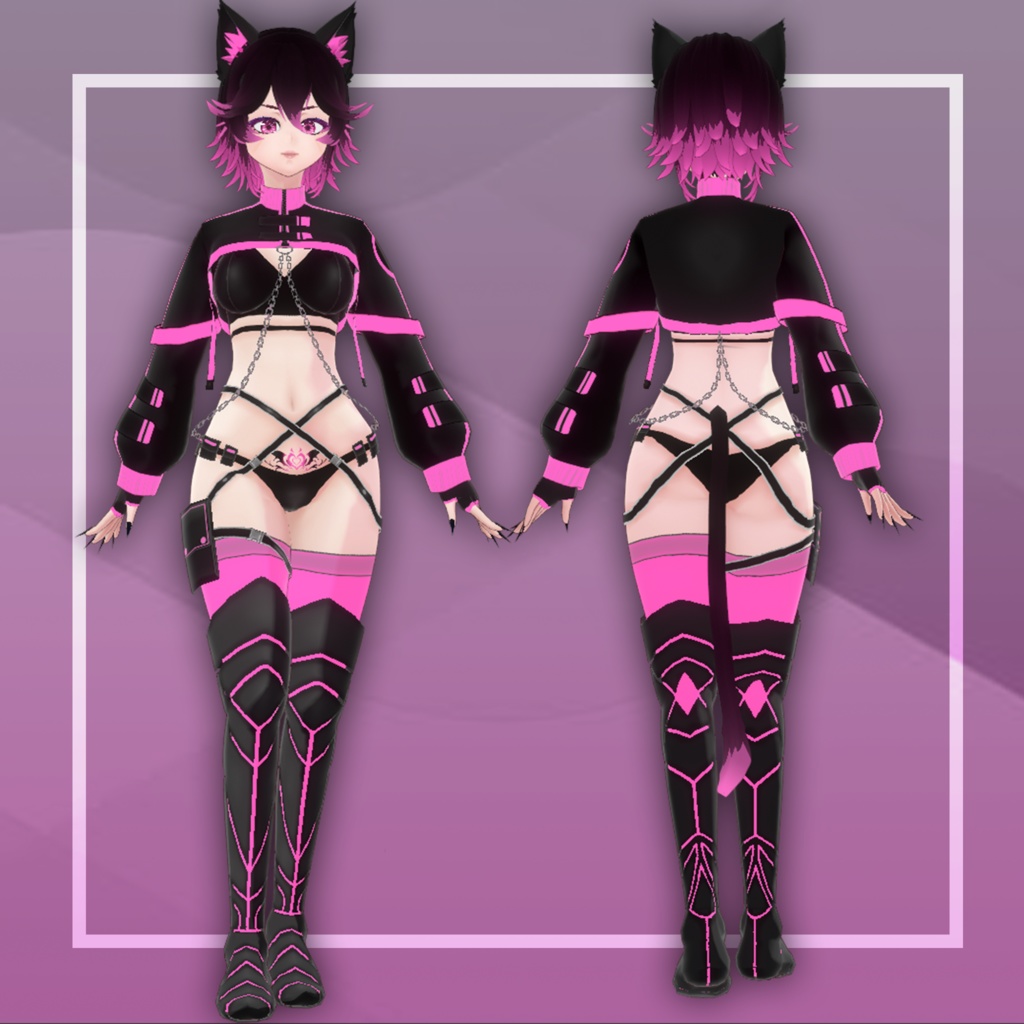 (vroid) Female cyberpunk outfits (multiple colour) free tail