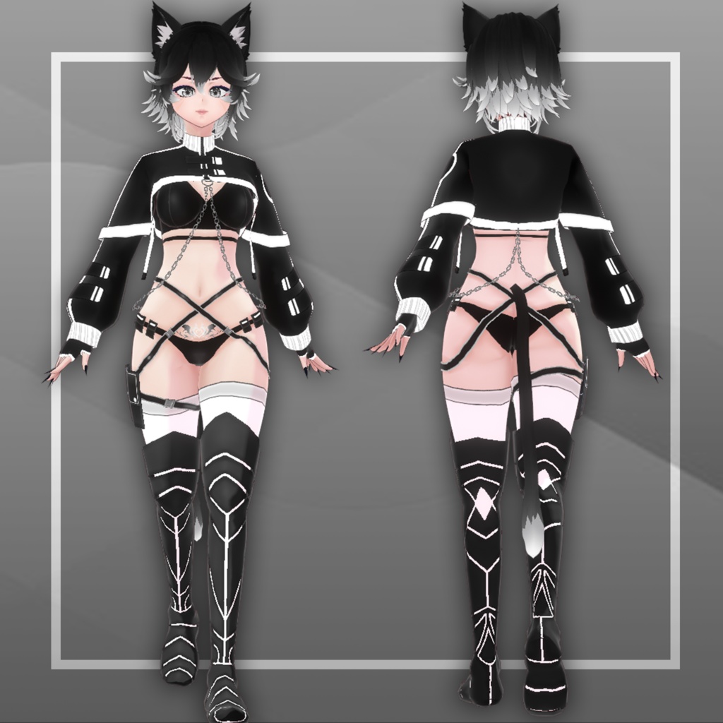 (vroid) Female cyberpunk outfits (multiple colour) free tail