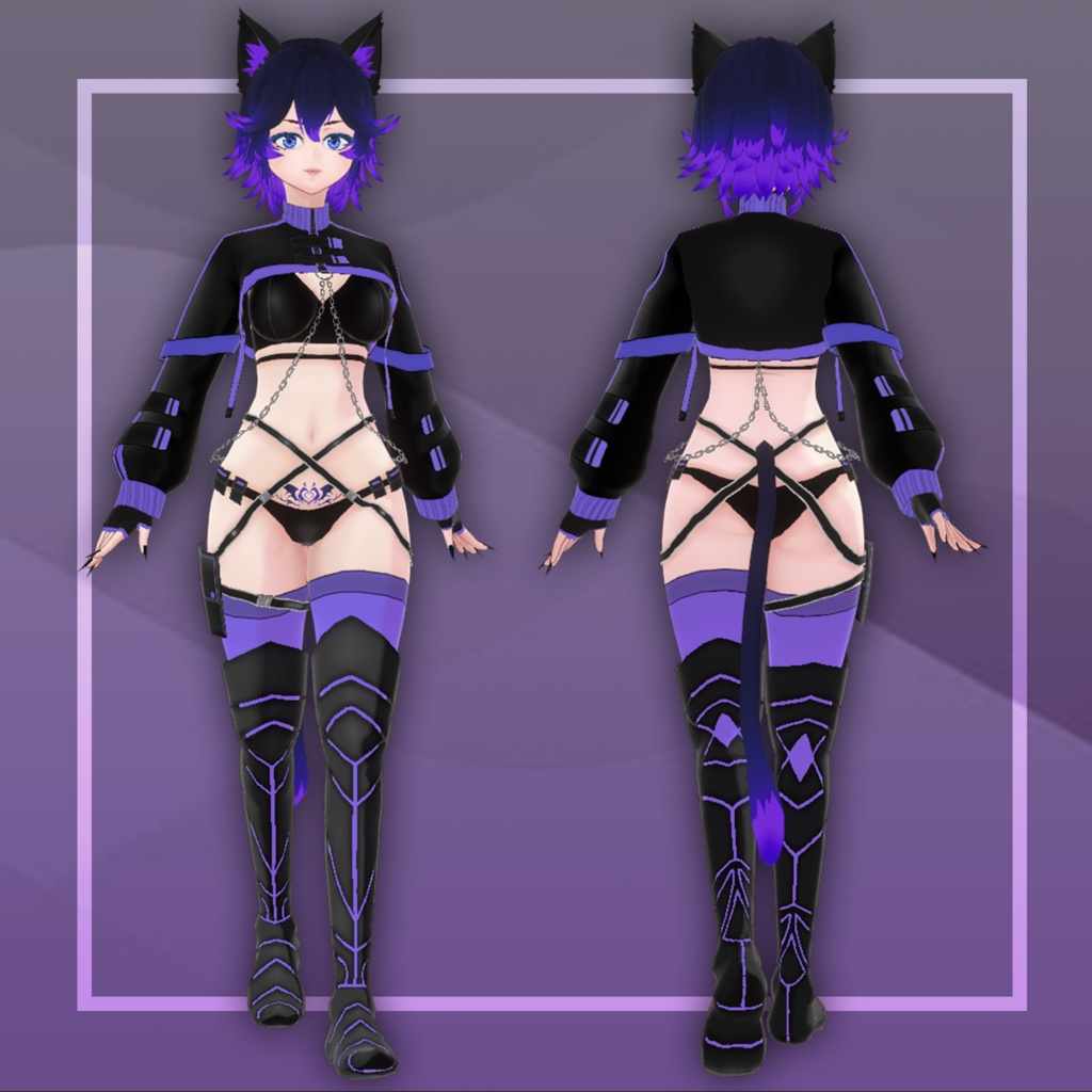 (vroid) Female cyberpunk outfits (multiple colour) free tail