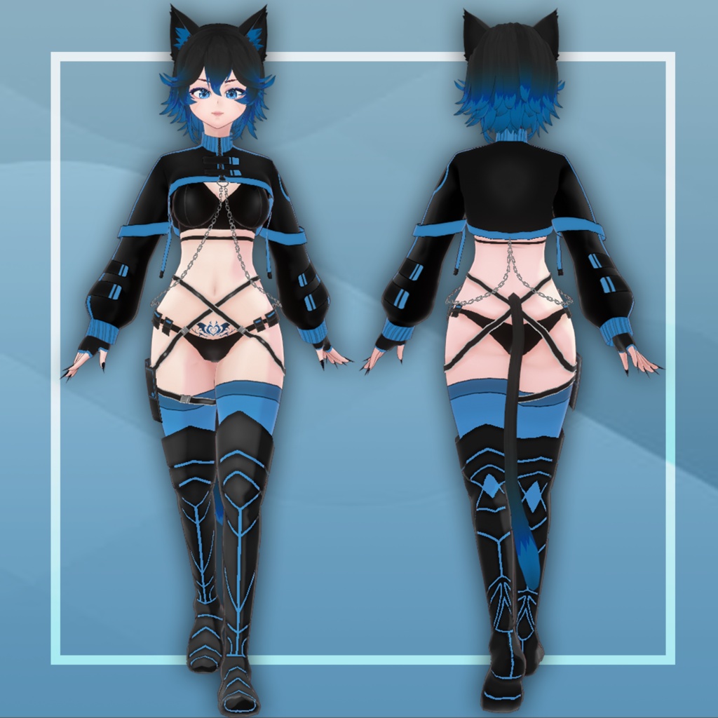 (vroid) Female cyberpunk outfits (multiple colour) free tail