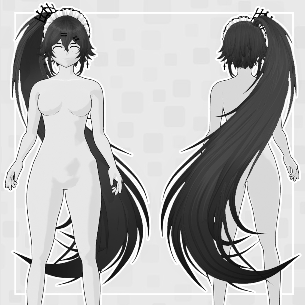 (vroid) Ponytail Hair Preset #2 (multiple colour) /FREE EARRING