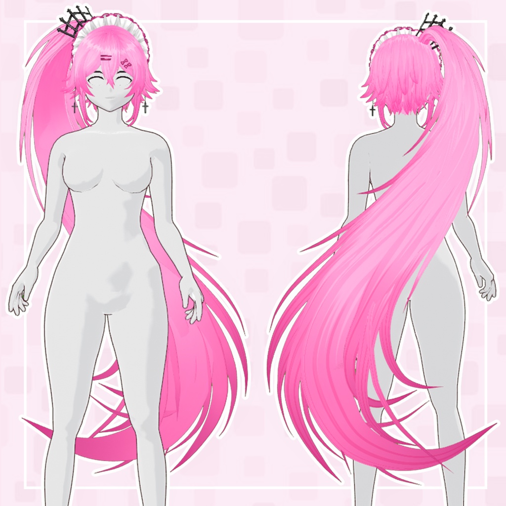 (vroid) Ponytail Hair Preset #2 (multiple colour) /FREE EARRING