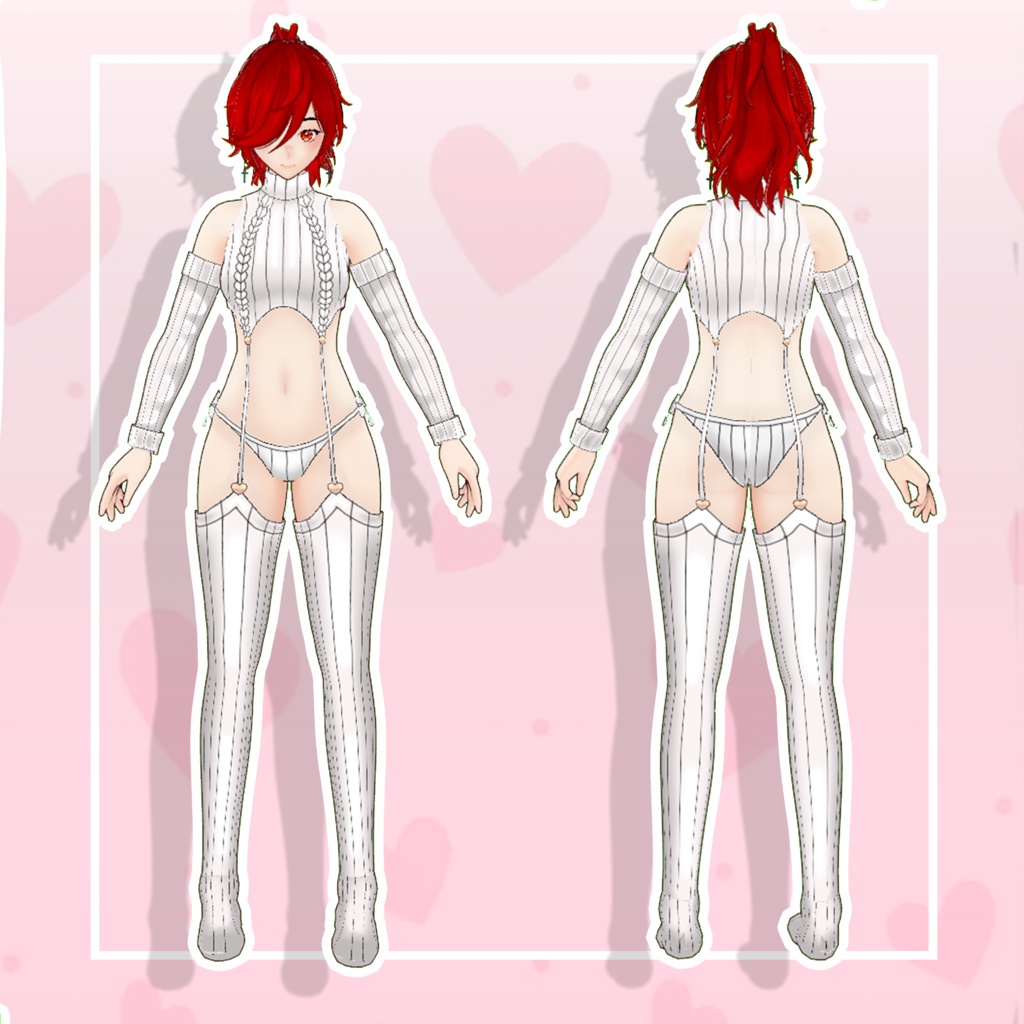 (vroid) Female white sweater (white)