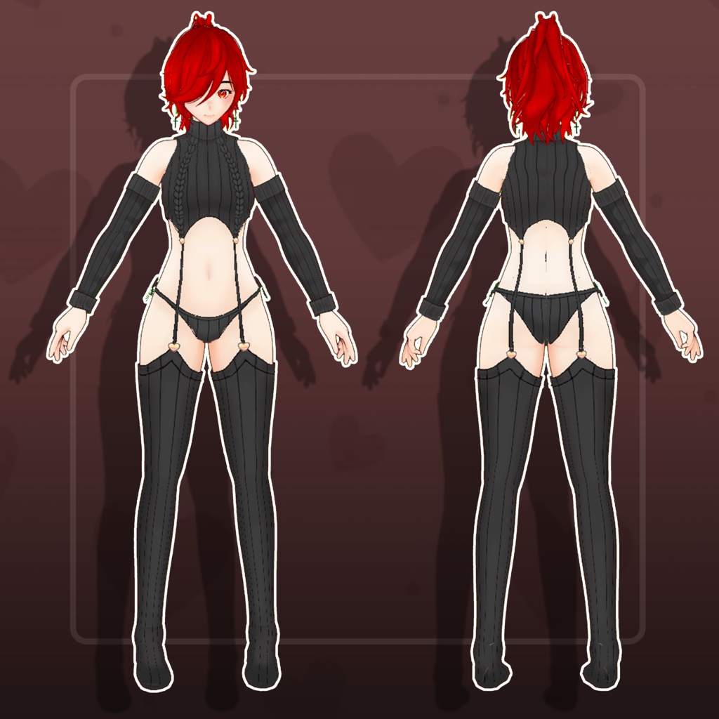 (vroid) Female white sweater (BLACK)