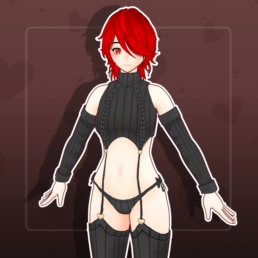 (vroid) Female white sweater (BLACK)
