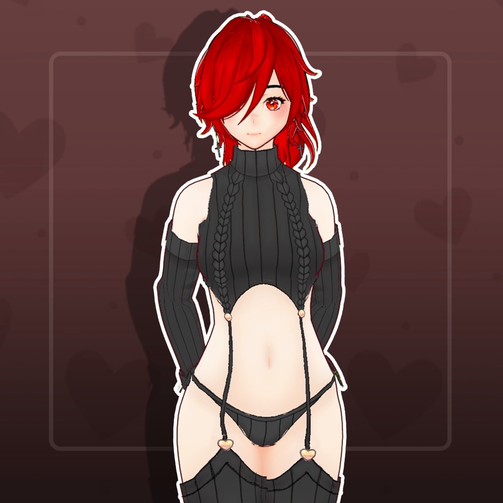 (vroid) Female white sweater (BLACK)