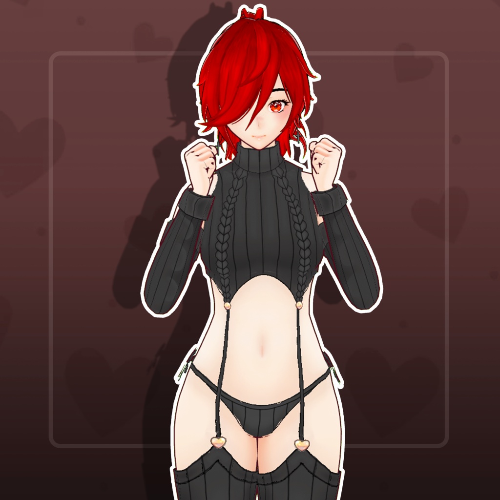 (vroid) Female white sweater (BLACK)