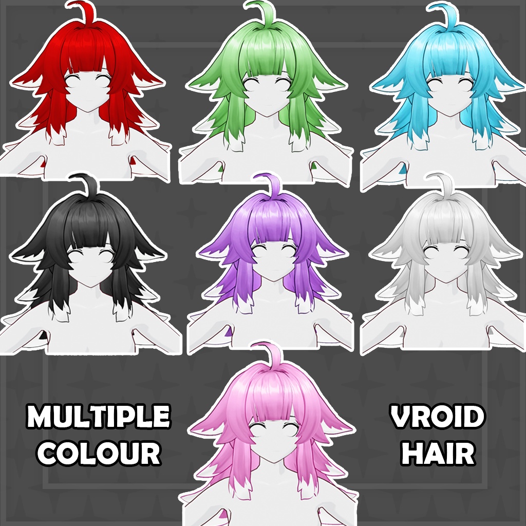 (vroid) hair female preset #6 (multiple colour)
