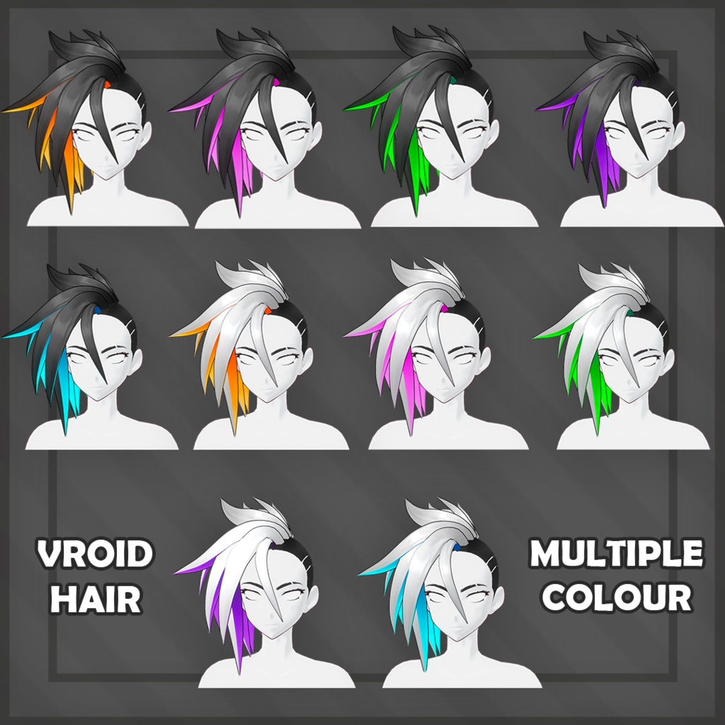 (vroid) hair female preset #7 (multiple colour)