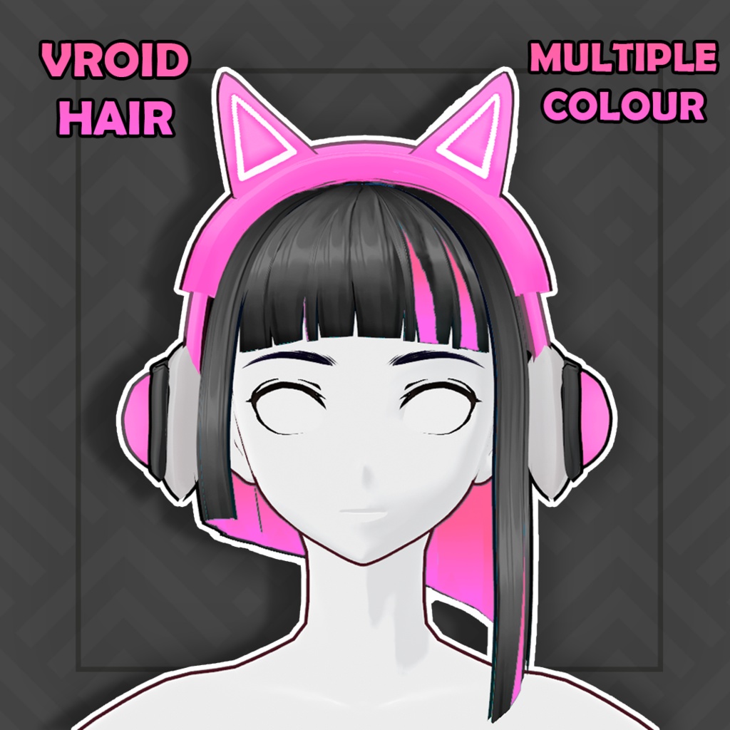 (vroid) Ponytail Hair Preset #8 + free headphone (multiple colour)