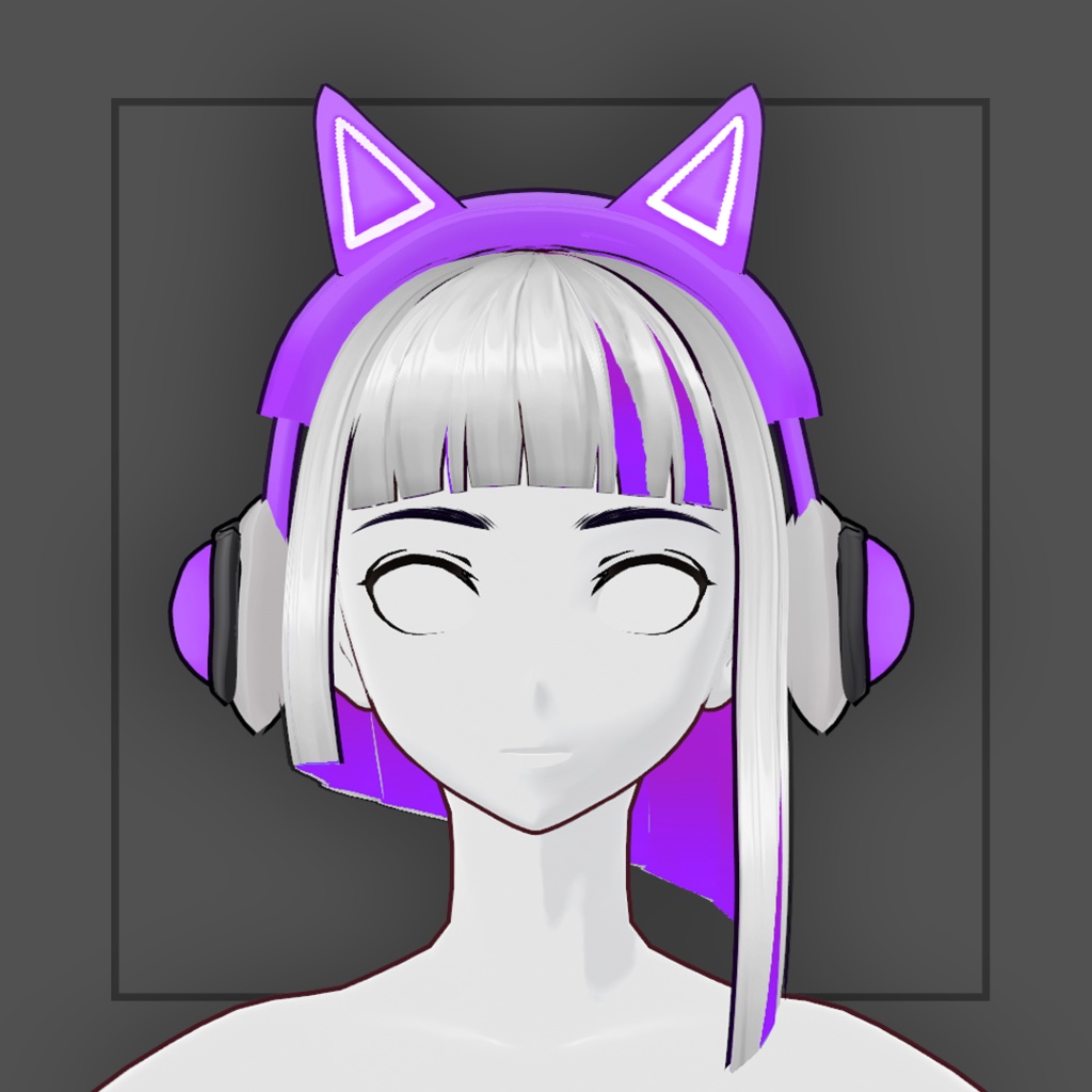 (vroid) Ponytail Hair Preset #8 + free headphone (multiple colour)