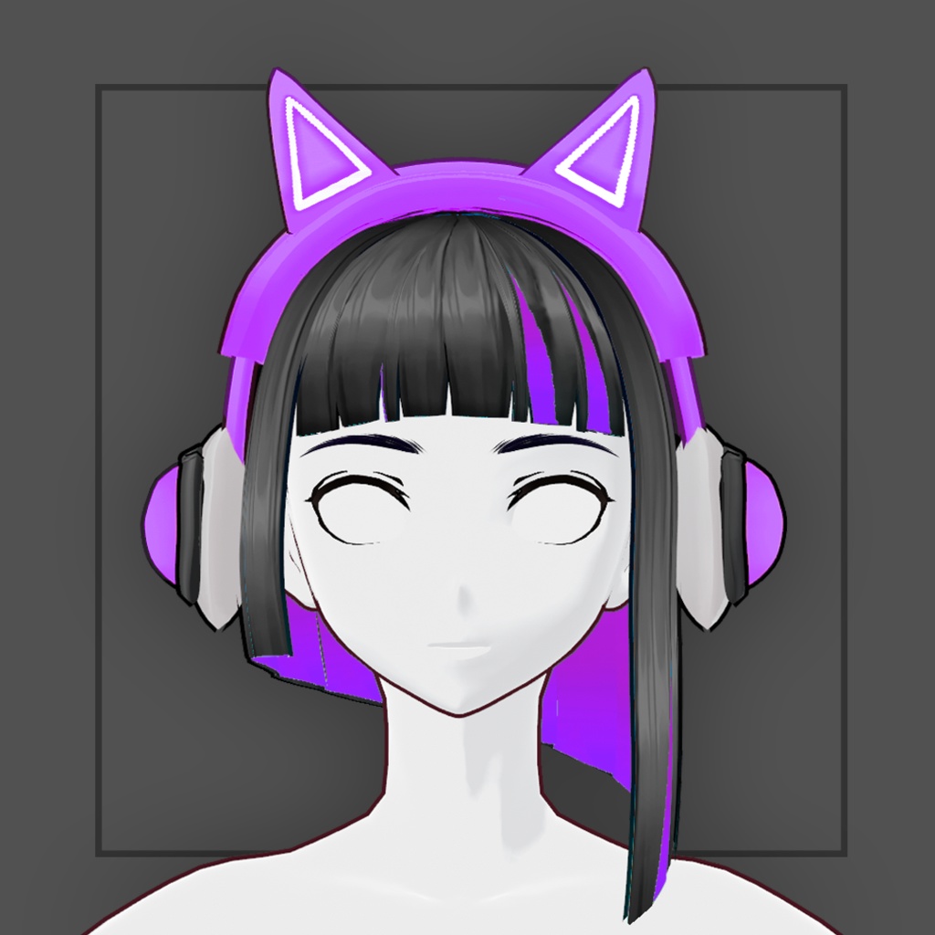 (vroid) Ponytail Hair Preset #8 + free headphone (multiple colour)